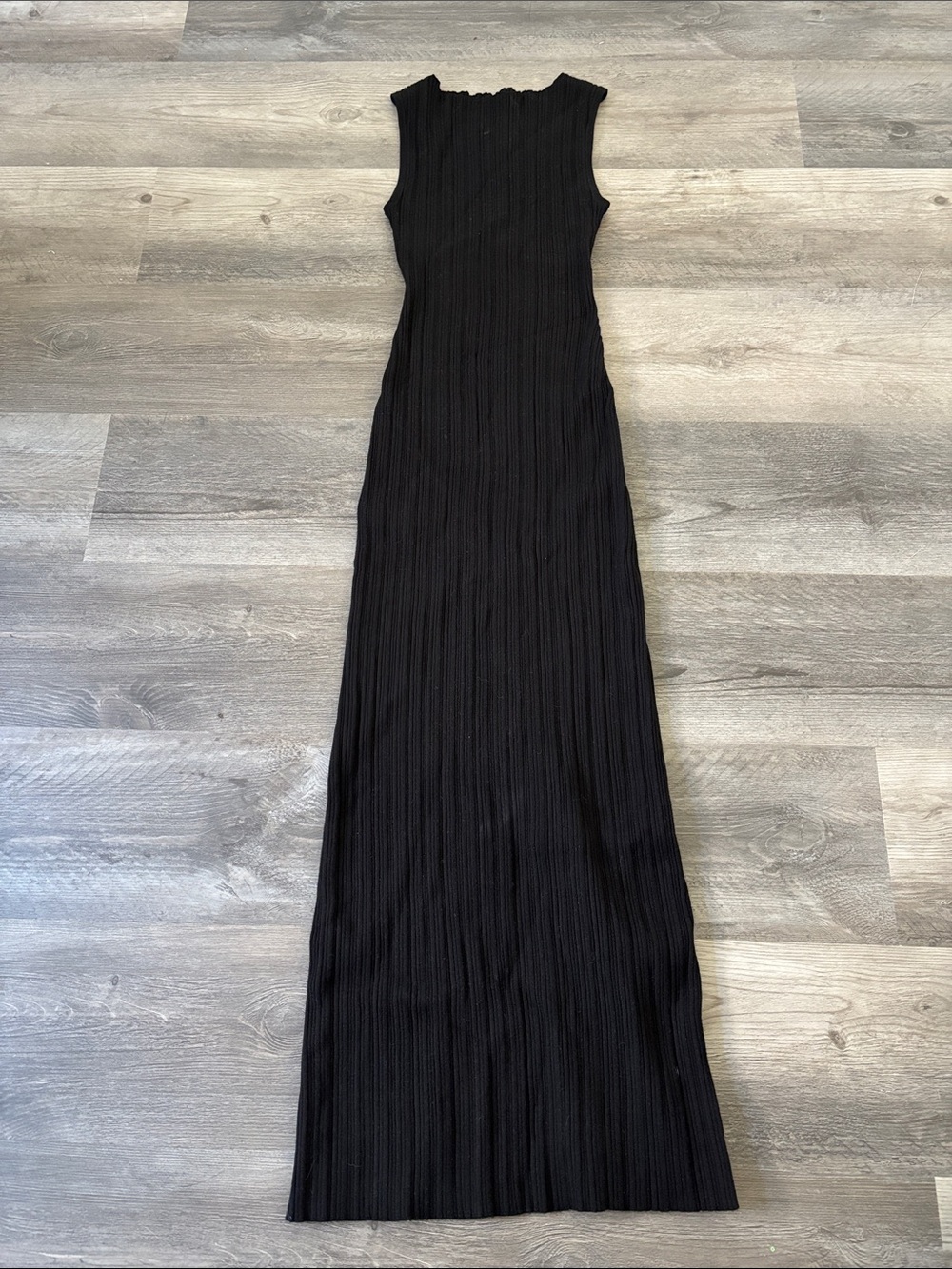 Quince Black Ribbed Sleeveless Maxi Dress